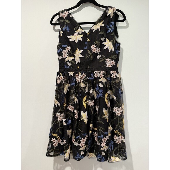 NEW Adrianna Papell Dress Womens 6 Embroidered Floral Sequin Bow Wedding A Line - Picture 2 of 5